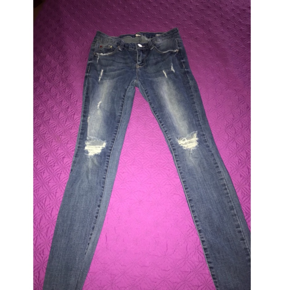 Blue ripped jeans